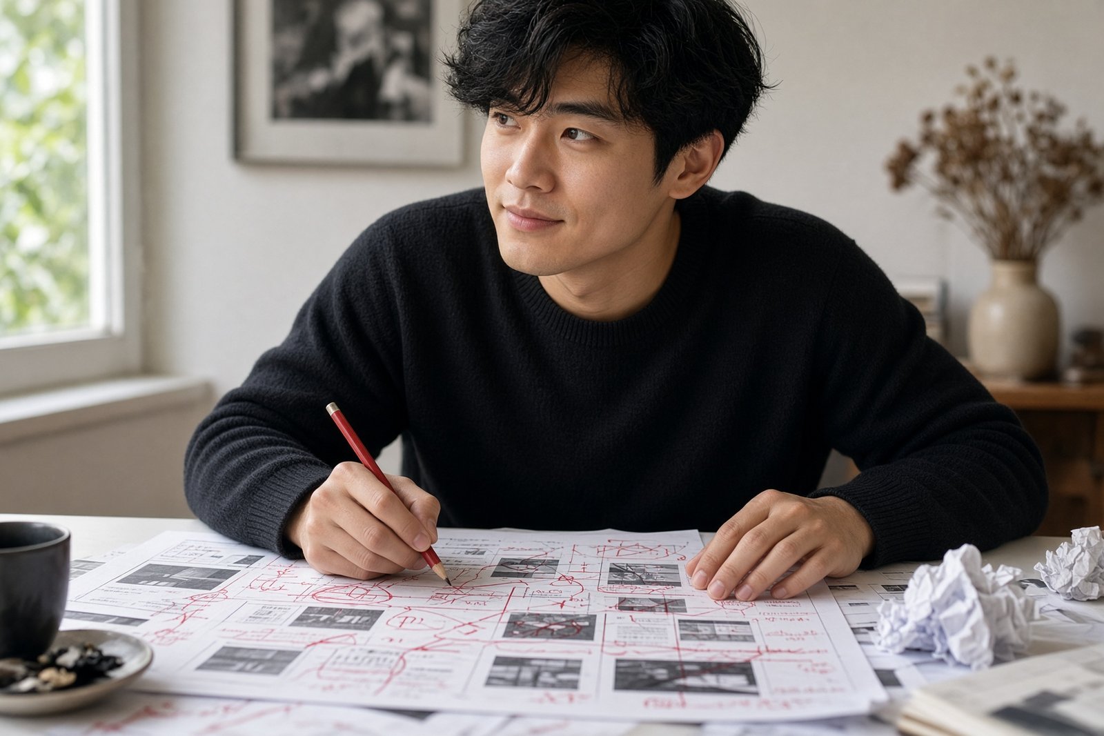 Kritische Durchsicht einer Website auf Papier